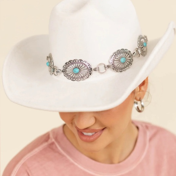 Illuma Accessories - ILLUMA Western Rodeo Silver Conch Blue/Silver Details Woman’s Cowgirl Hat NWT